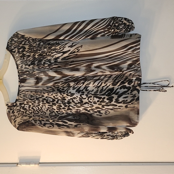 🐆 Animal🦓Print 🐅 2Pc-Set, Tank and Sheer Cardigan-Type Overlay, Sz S 🐯🐱 - Picture 2 of 12